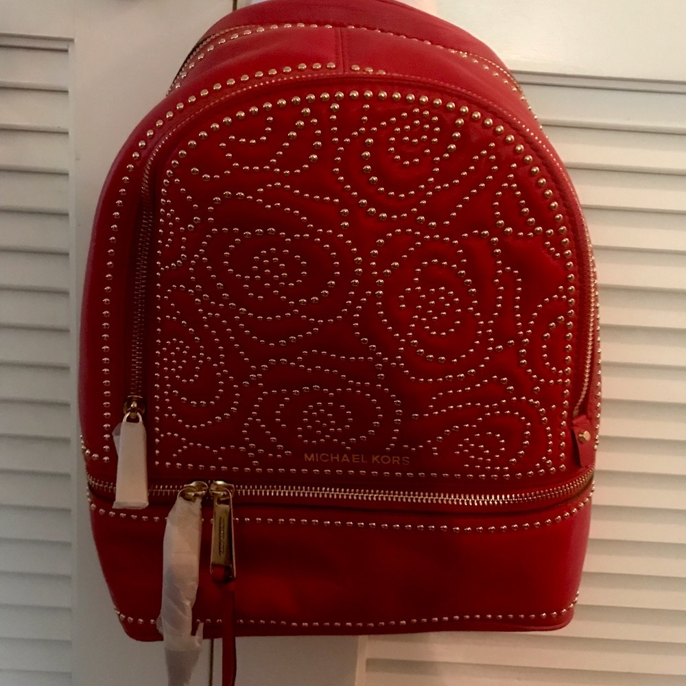 MICHAEL KORS GOLD LEATHER GOLD STUD BACKPACK NWT